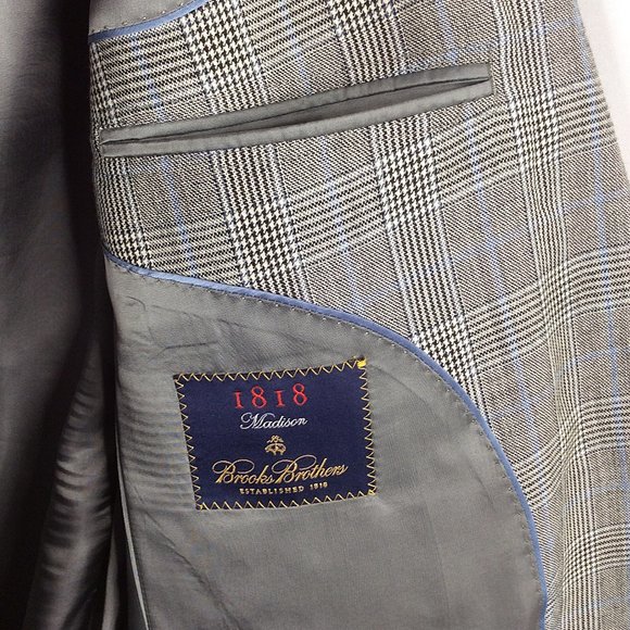 Brooks Brothers 1818 Madison Jacket Size 42L Glen Plaid Wool Silk Suit Sport Coa - Picture 6 of 6